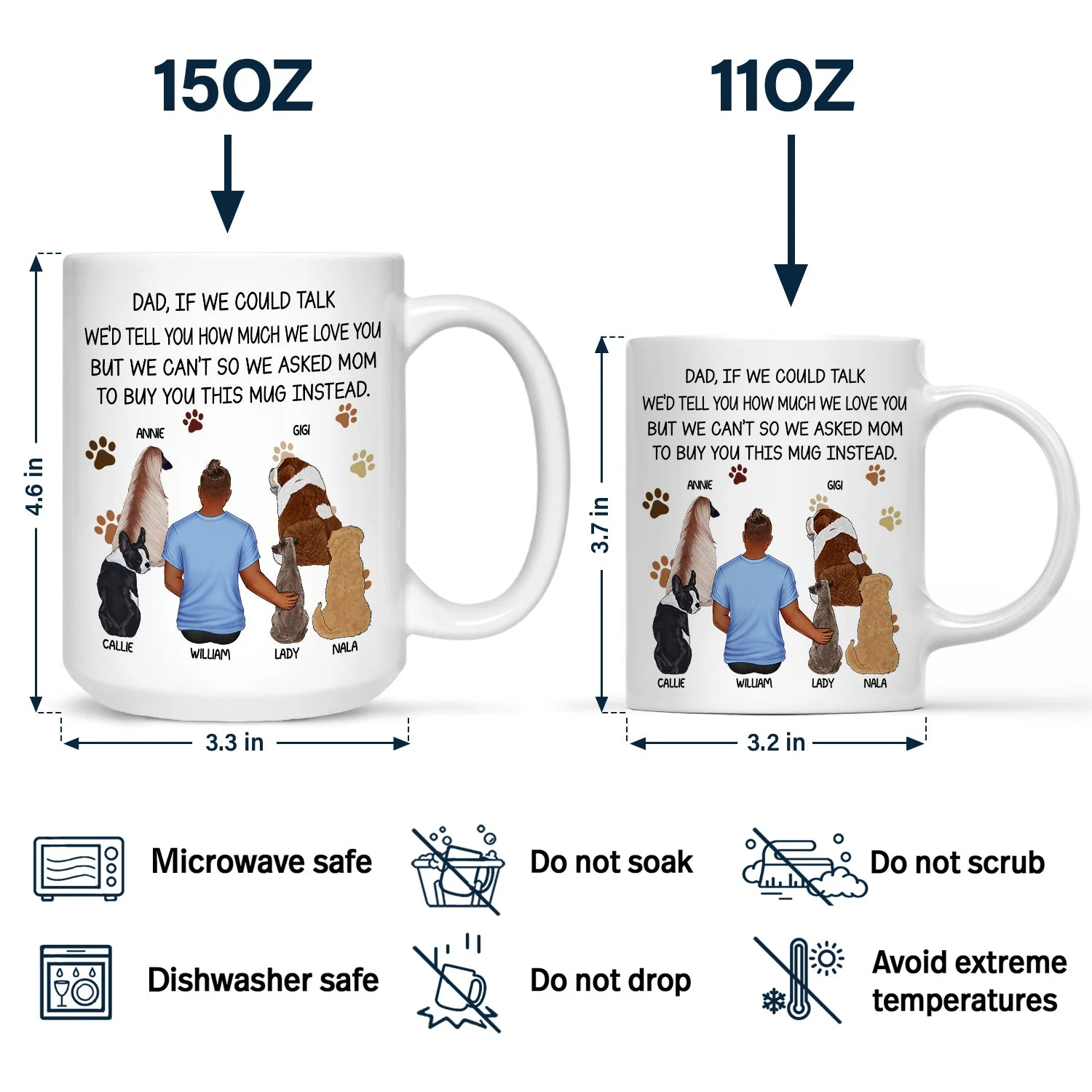 Dog Dad If I Could Talk - Personalized Mug - Image 4