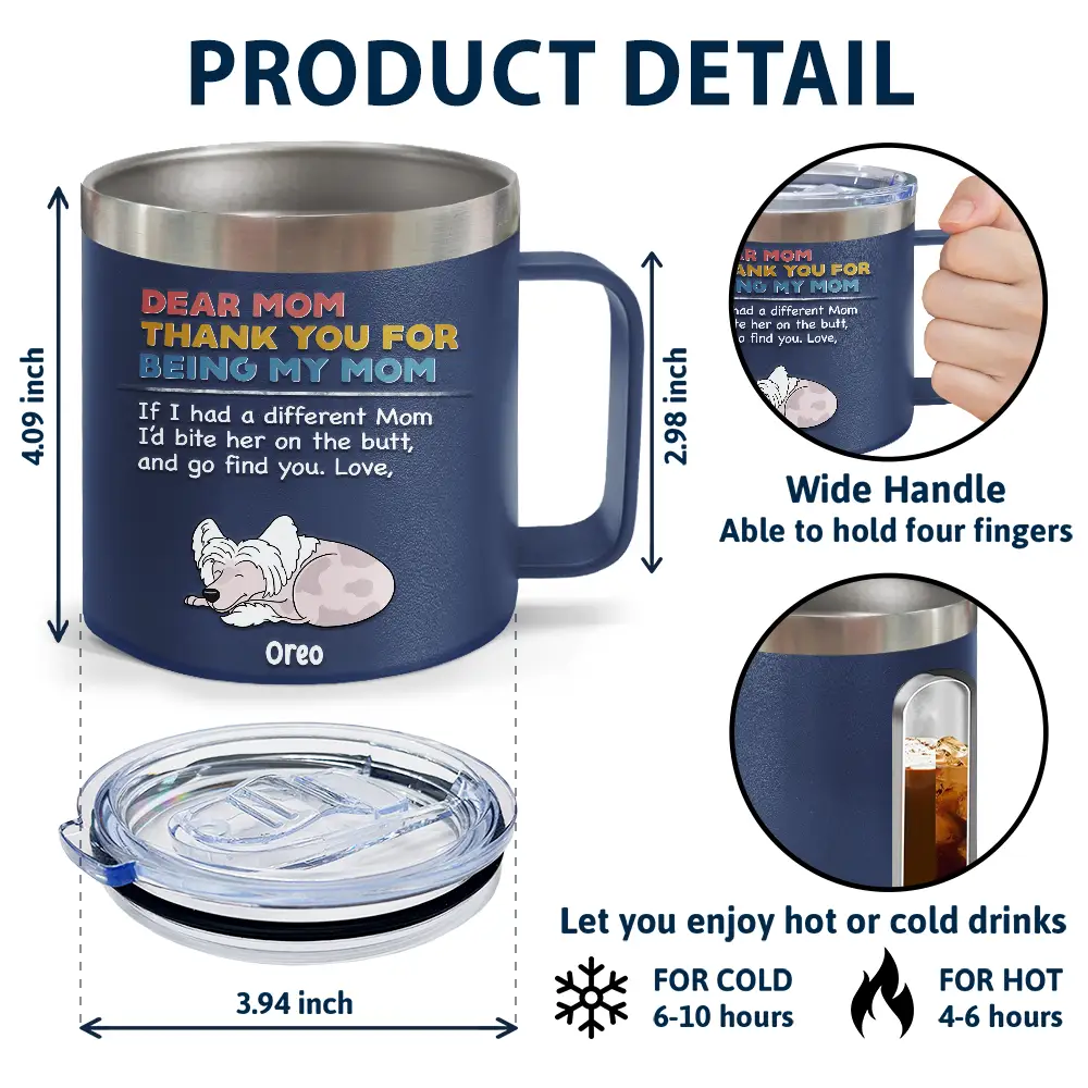 Dog Dad Thank You For Being My Dad - Personalized 14oz Stainless Steel Tumbler With Handle - Image 4