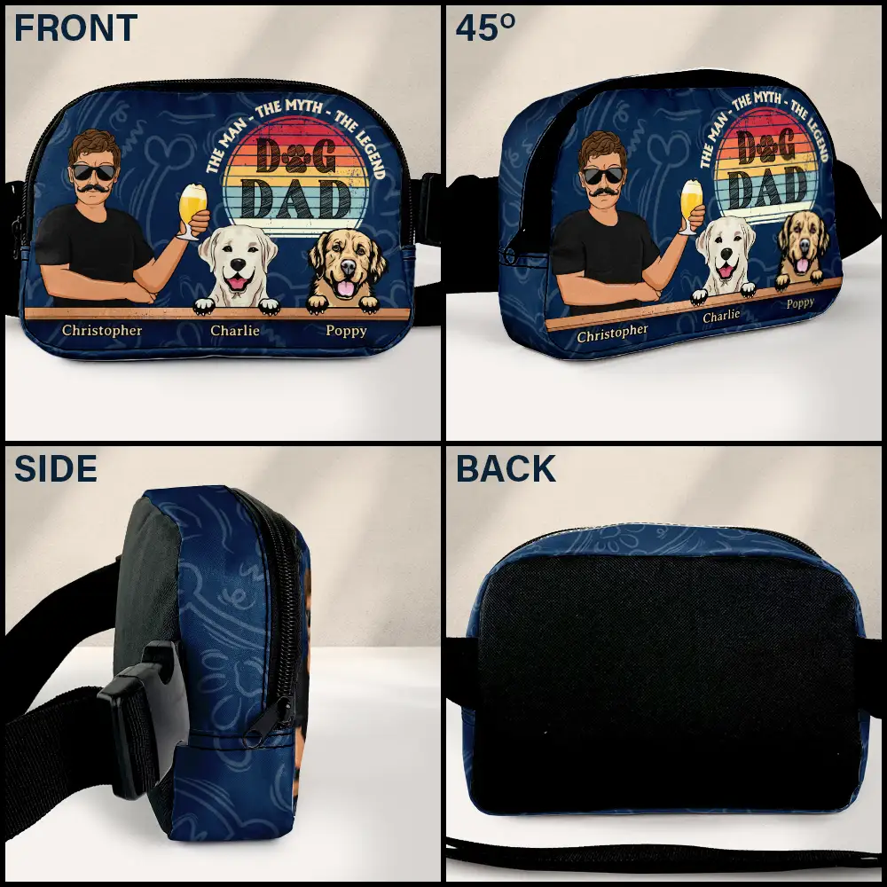 Dog Dad The Man The Myth The Legend - Personalized Crossbody Belt Bag - Image 3