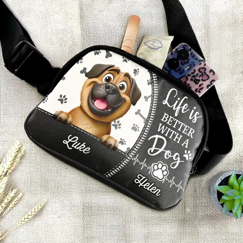 Dog Kisses Fix Everything - Personalized Crossbody Belt Bag - Image 2