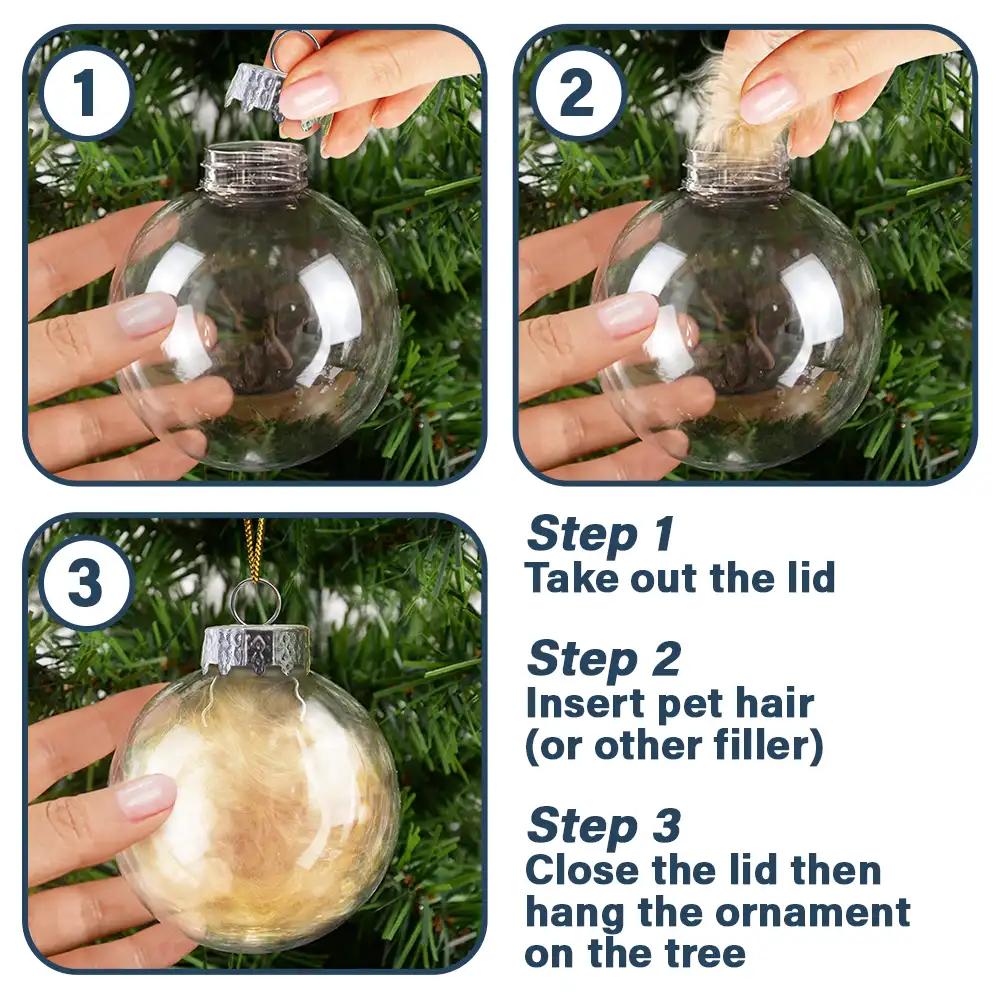 Dog Cat Ears Outline Custom Name - Personalized Fillable Clear Ball Ornament - Image 2