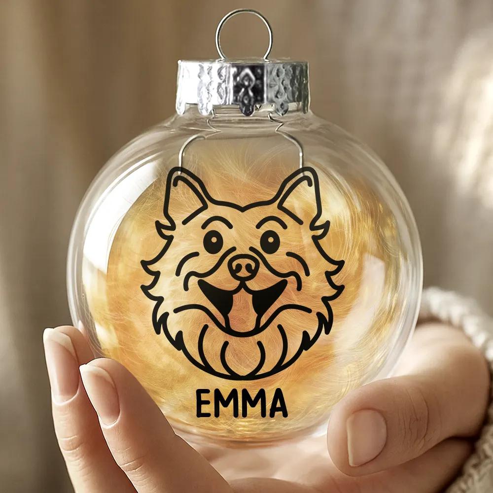 Dog Line Sketch Face Custom Name - Personalized Fillable Clear Ball Ornament - Image 4
