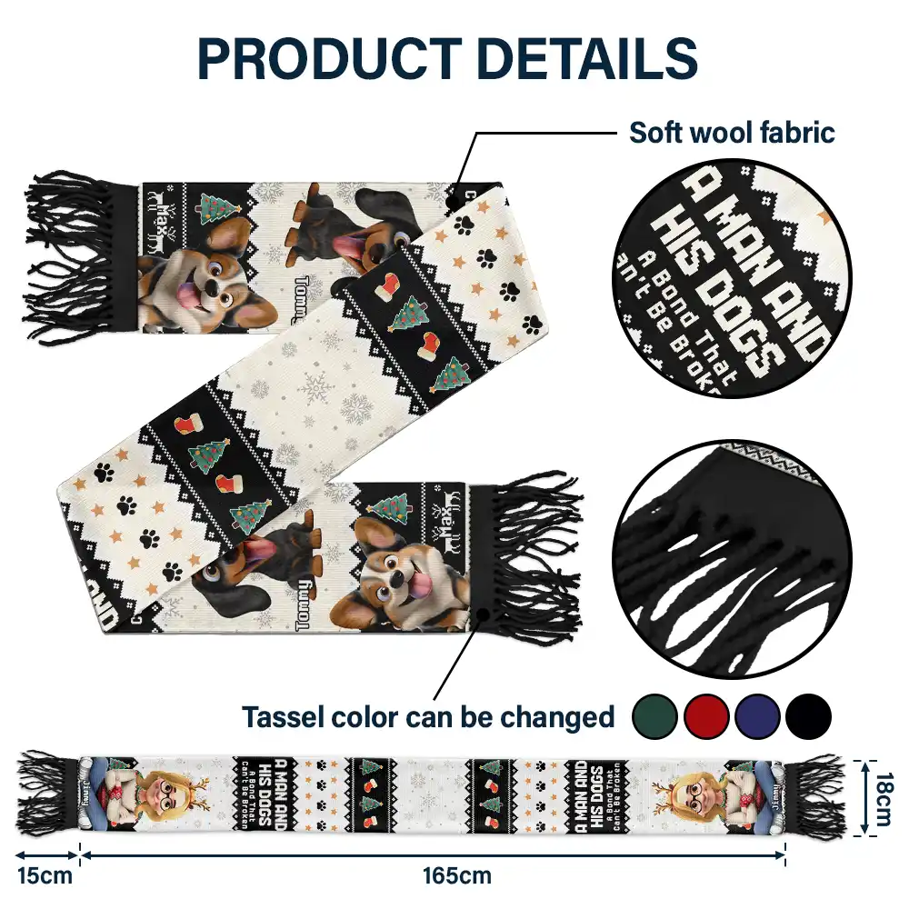 Dog Lover A Bond That Can't Be Broken 3D Effect - Personalized Wool Scarf With Tassel - Image 4