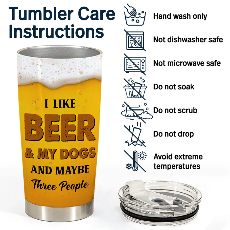 Dog Lover Dog Dad I Like Beer & My Dog - Personalized Custom Tumbler - Image 5
