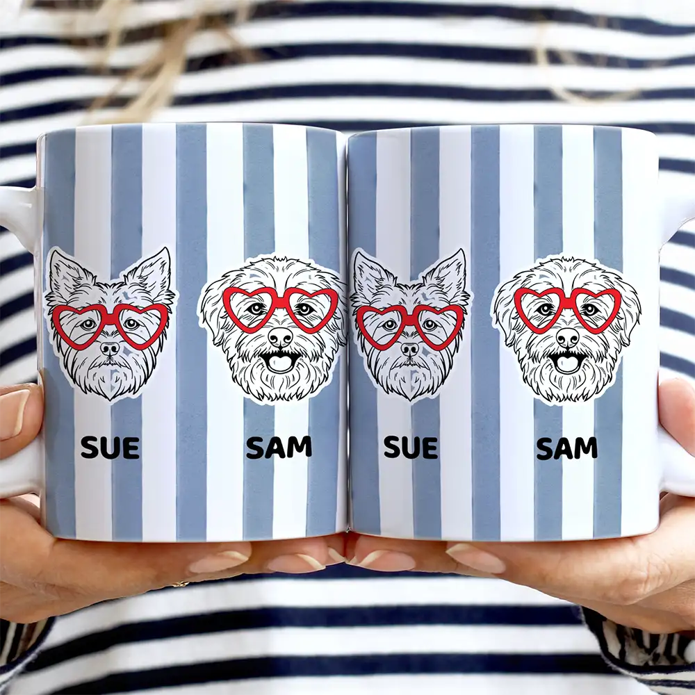 Dog Lover Red Eye Glasses - Personalized White Edge-to-Edge Mug - Image 2