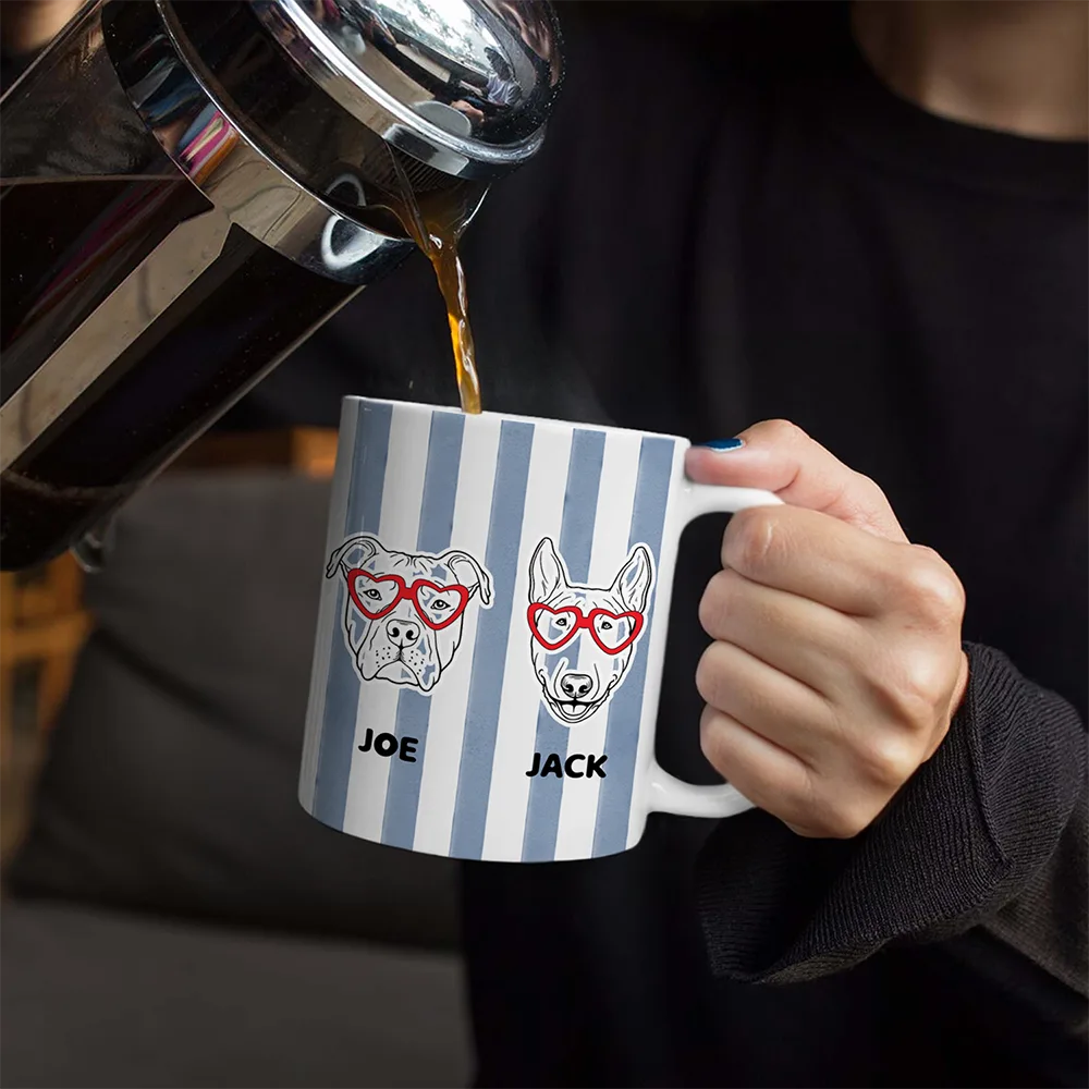 Dog Lover Red Eye Glasses - Personalized White Edge-to-Edge Mug - Image 4
