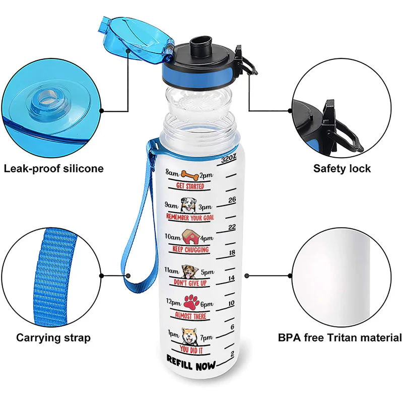 Dog Lovers Crazy Dog Lady - Personalized Custom Water Tracker Bottle - Image 4