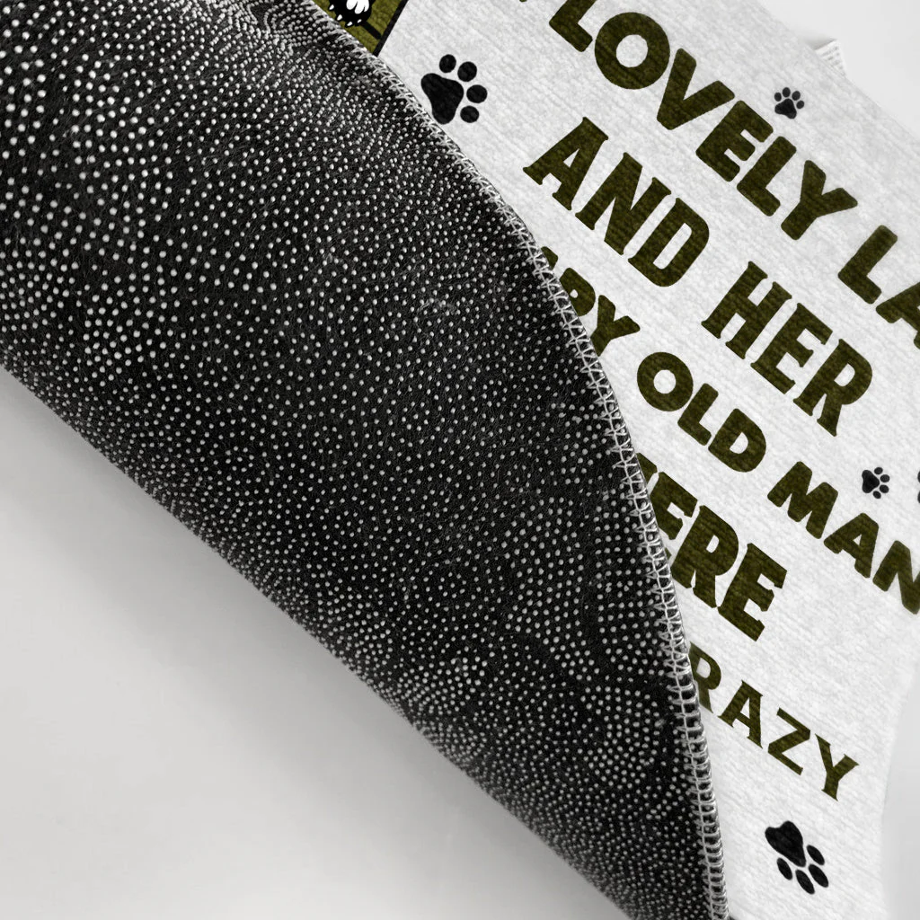 Dog Lovers Family Couple Lovely Lady Live Here And Her Grumpy Old Man - Personalized Custom Doormat - Image 3