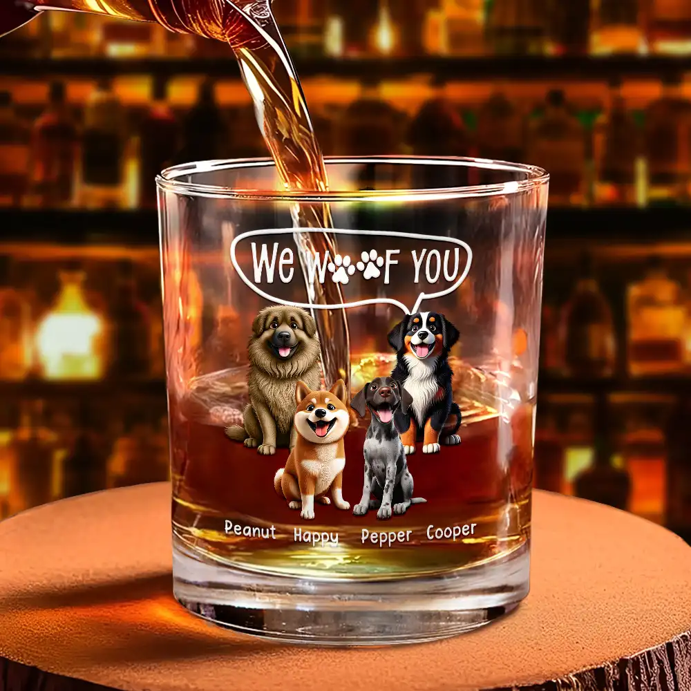 Dog Lovers I Woof You - Personalized Whiskey Glass - Image 4