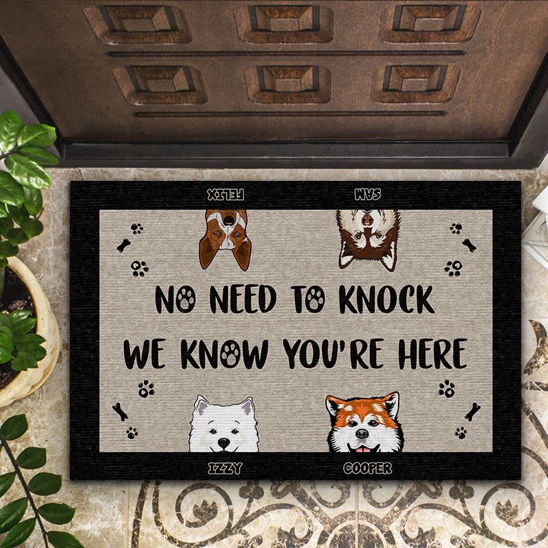 Dog Lovers No Need To Knock We Know - Personalized Custom Doormat - Image 2