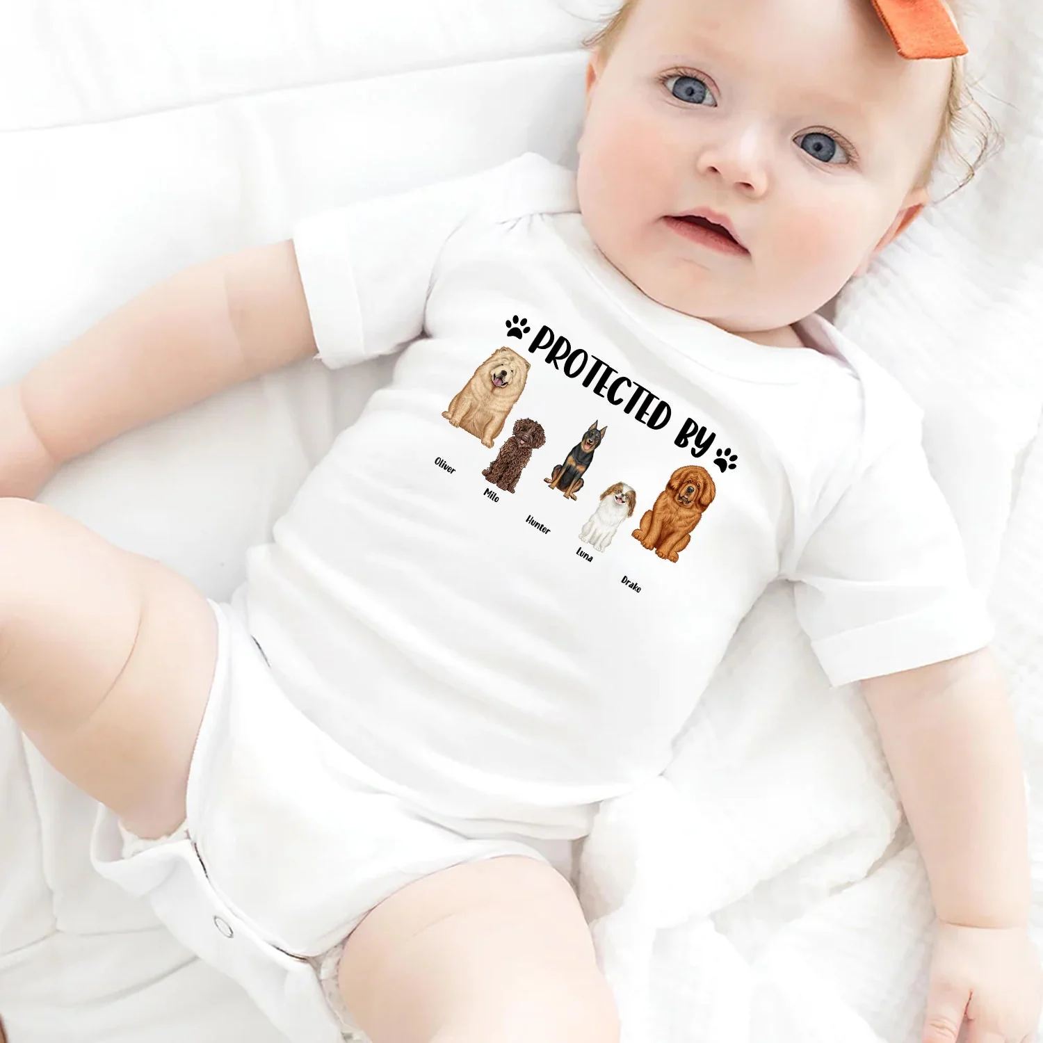 Dog Lovers Protected By - Gift For Baby, Baby Shower, New Baby - Personalized Baby Onesie - Image 5