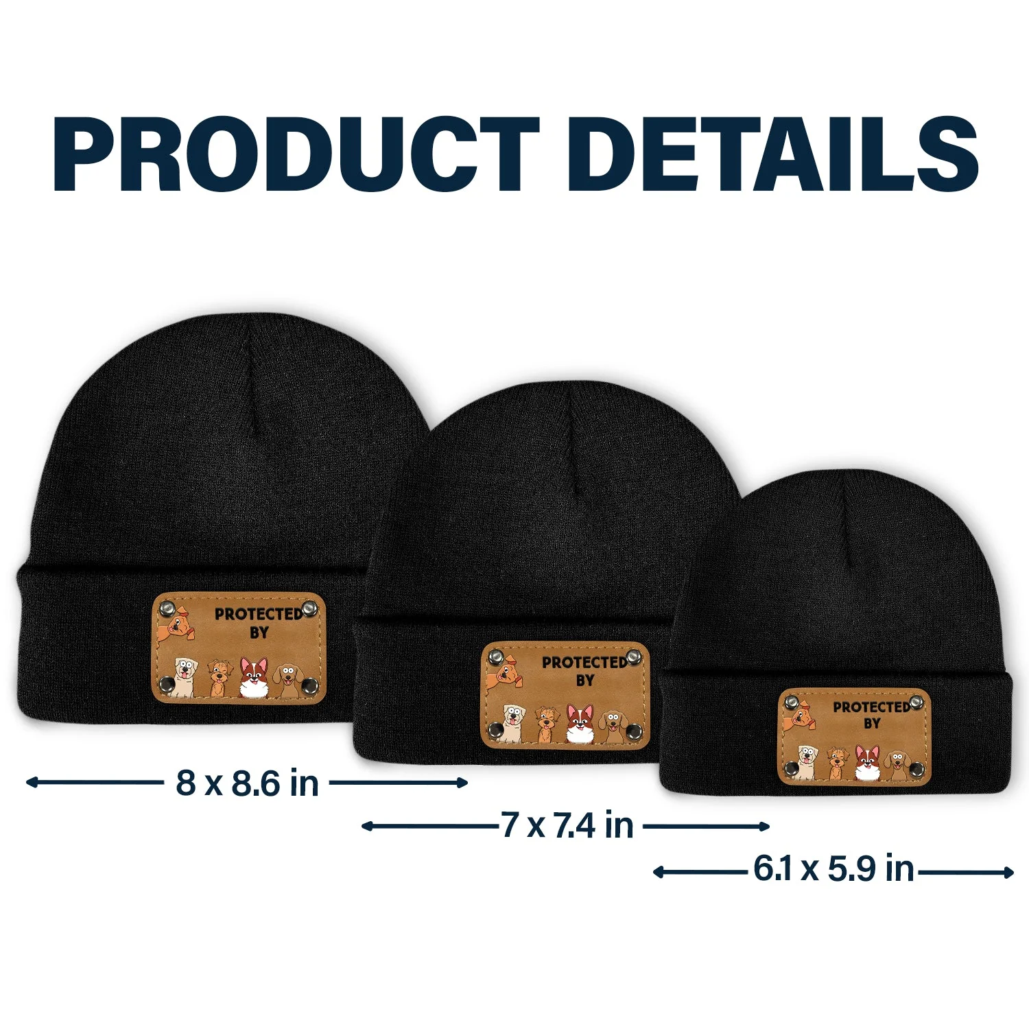 Dog Lovers Protected By - Gift For Baby - Personalized Beanie With Leather Patch - Image 6