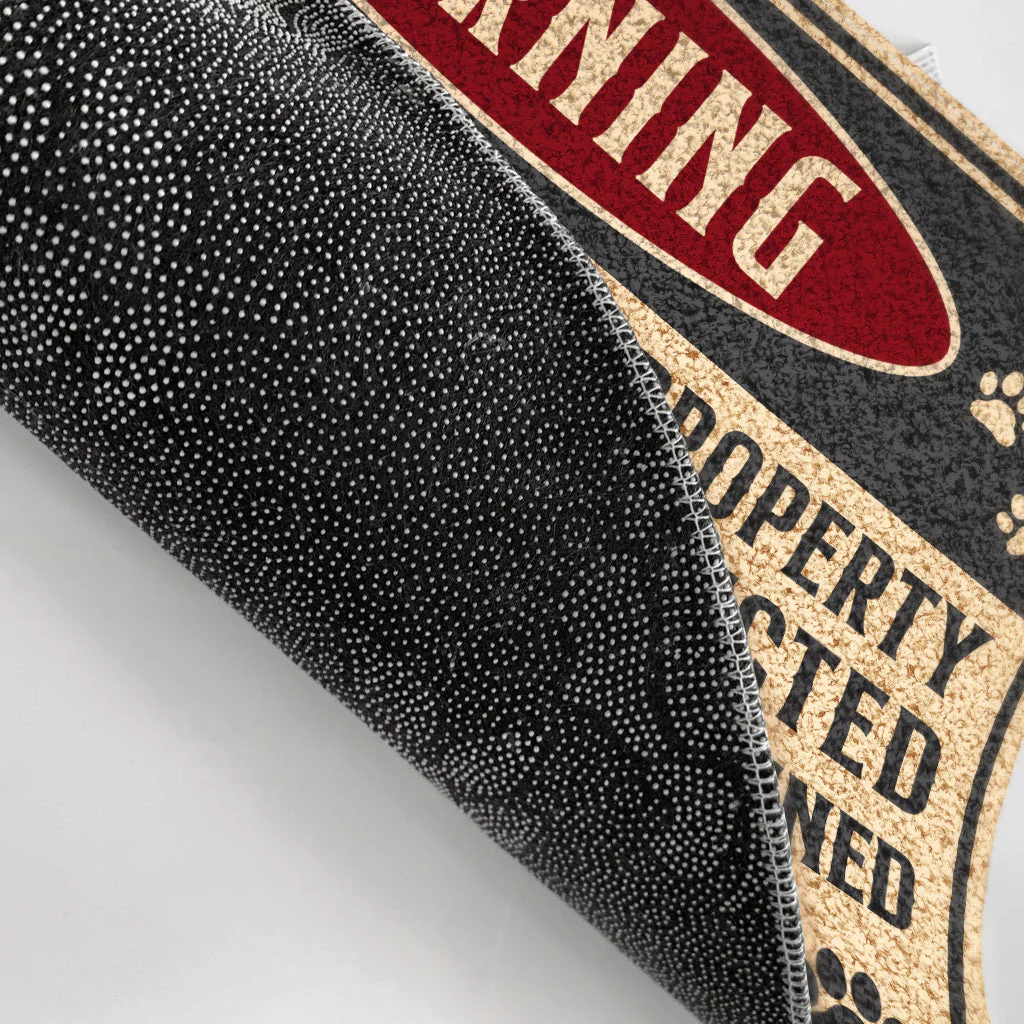Dog Lovers Warning This Property Is Protected By - Personalized Custom Doormat - Image 3