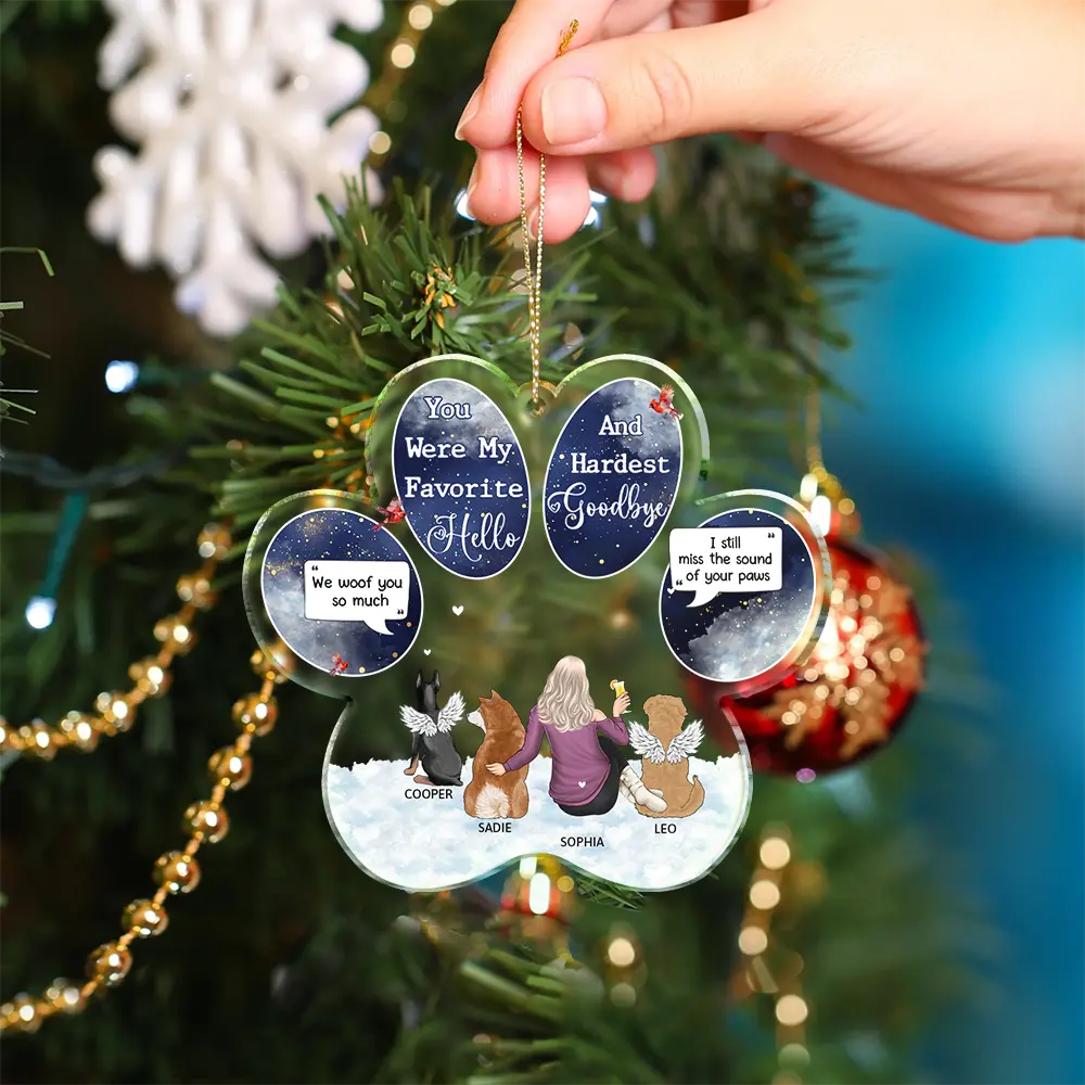 Dog Memorial You Were My Favorite Hello And Hardest Goodbye - Personalized Custom Shaped Acrylic Ornament - Image 4