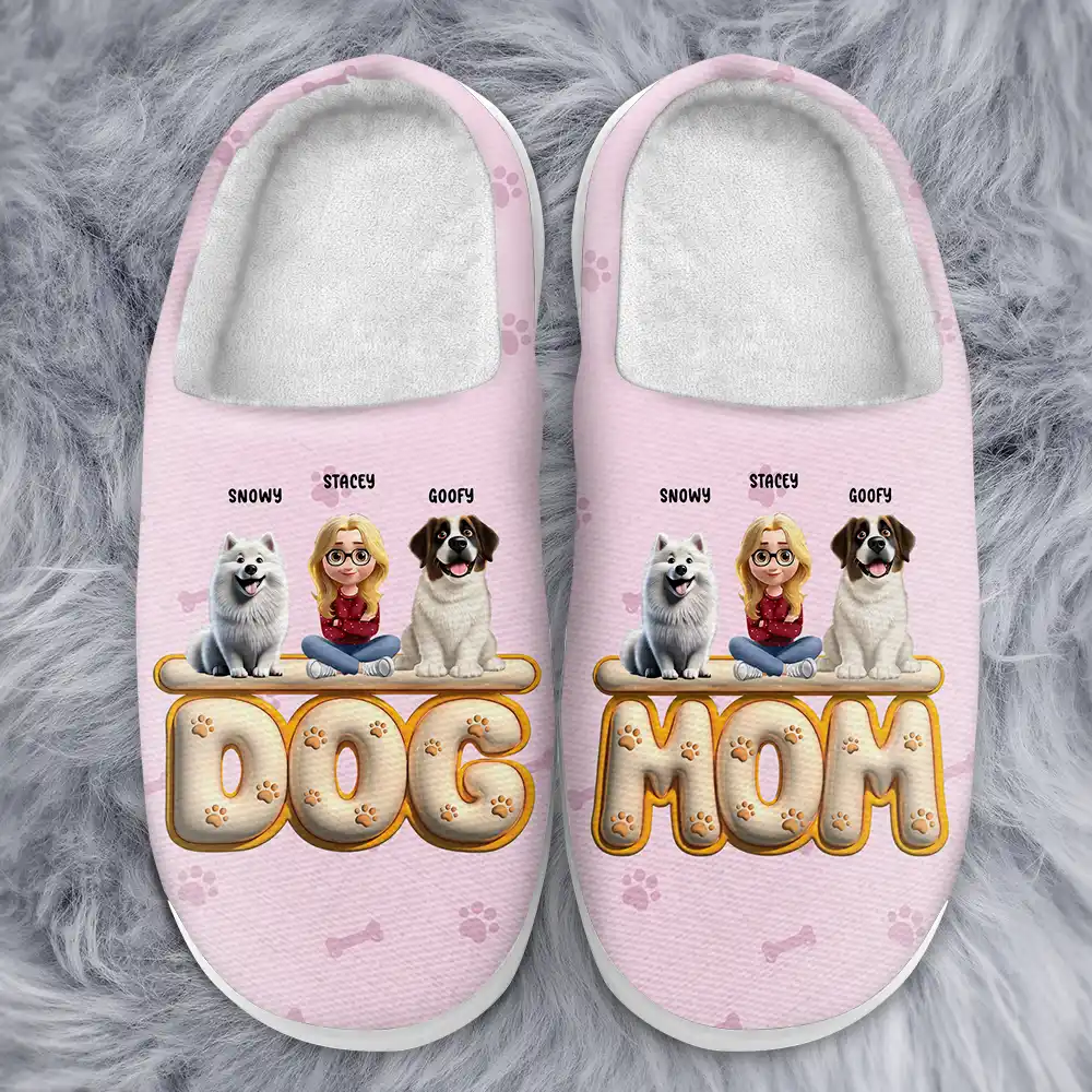 Dog Mom 3D Effect - Personalized Fluffy Slippers - Image 3