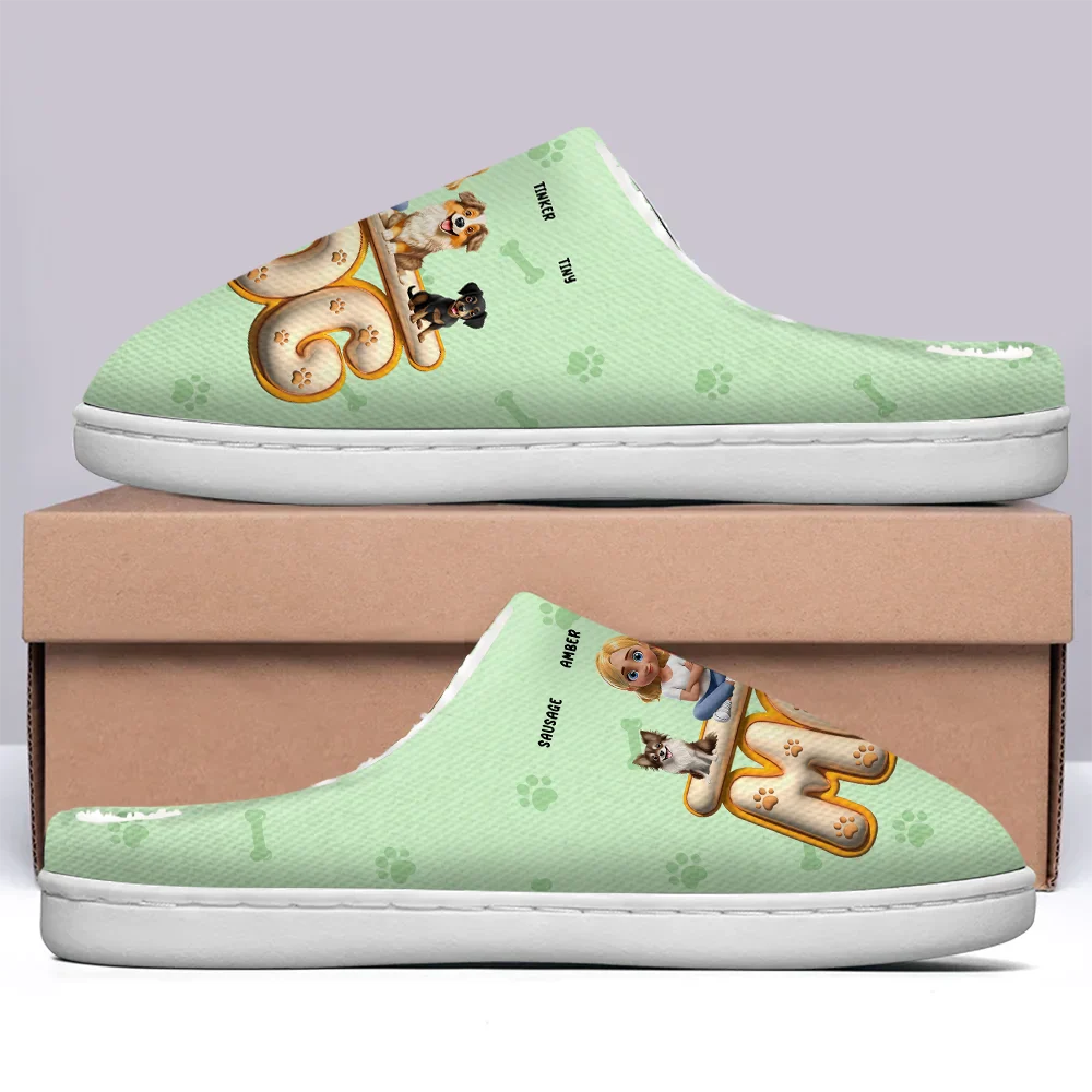 Dog Mom 3D Effect - Personalized Fluffy Slippers - Image 4