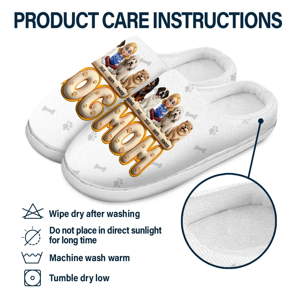 Dog Mom 3D Effect - Personalized Fluffy Slippers - Image 6