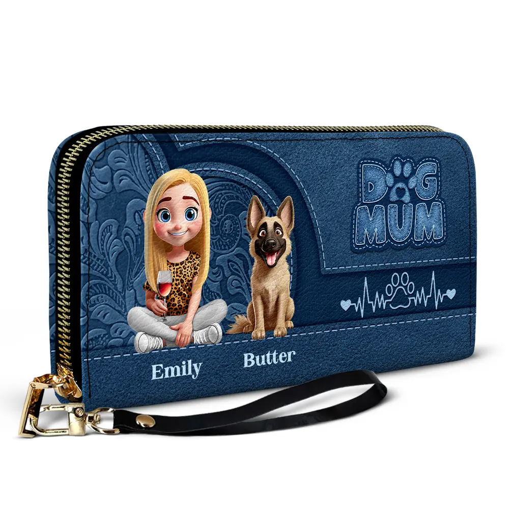 Dog Mom 3D Effect - Personalized Leather Long Wallet - Image 2