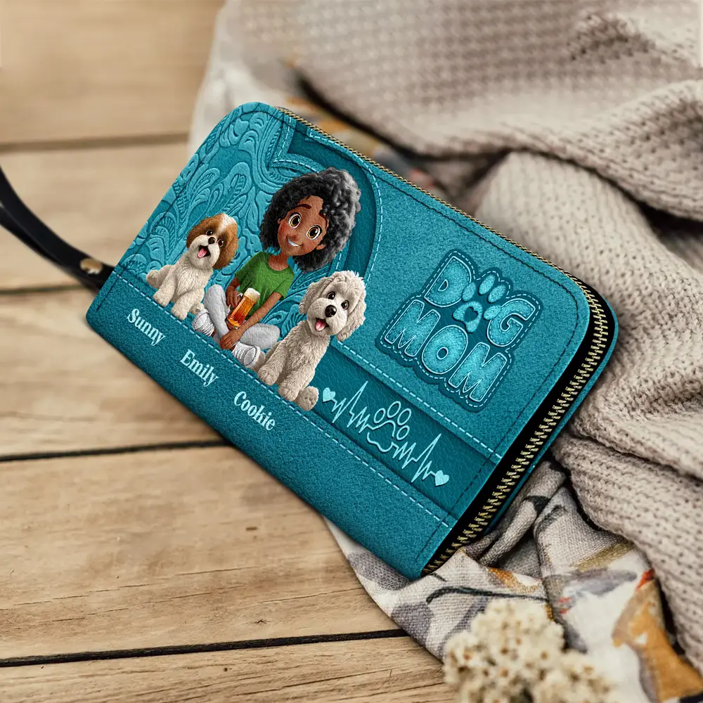 Dog Mom 3D Effect - Personalized Leather Long Wallet - Image 4