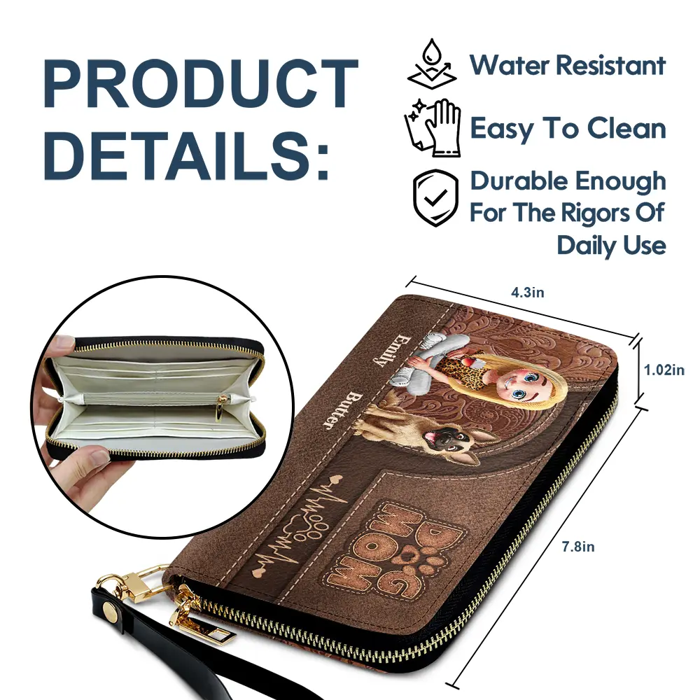 Dog Mom 3D Effect - Personalized Leather Long Wallet - Image 6