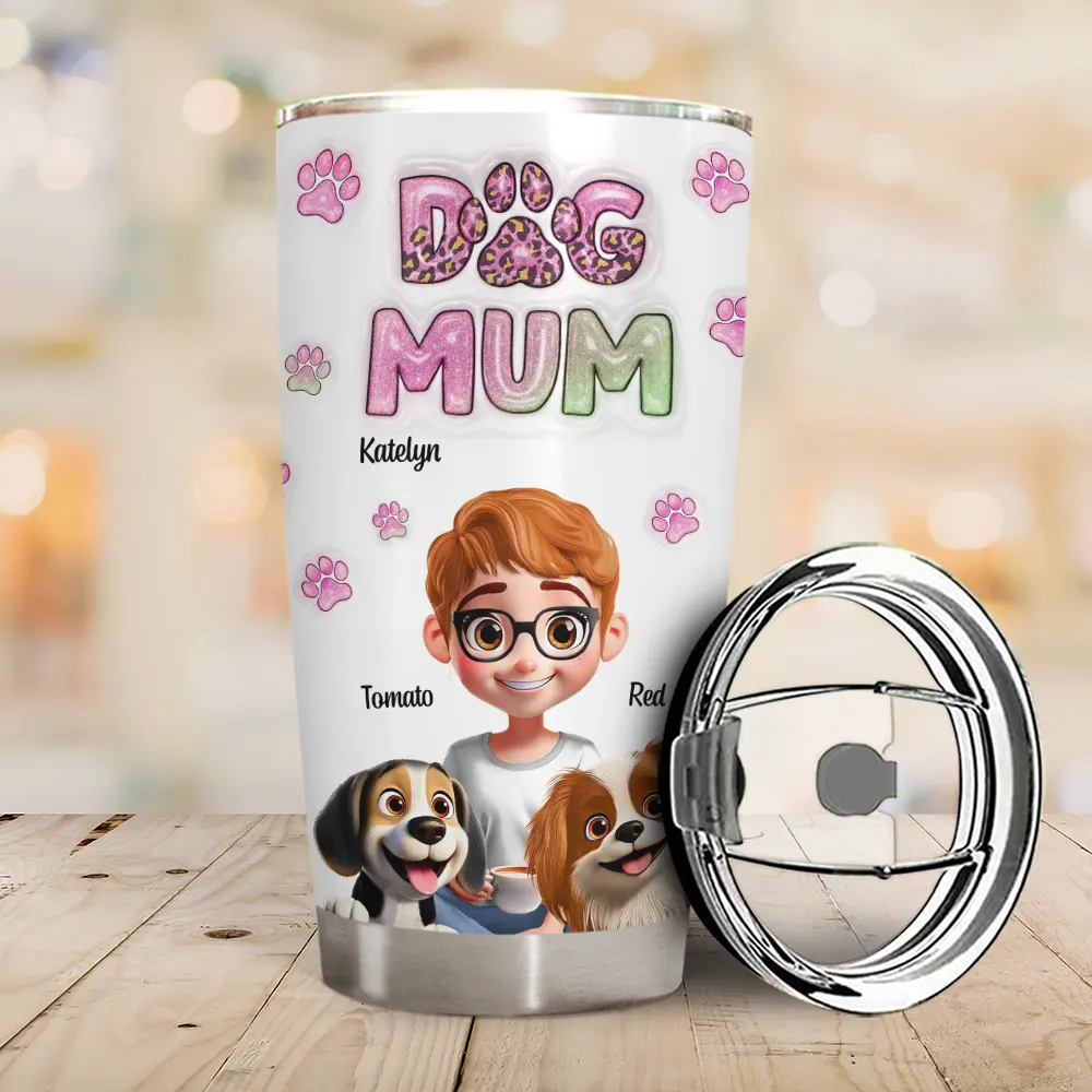 Dog Mom 3D Effect - Personalized Tumbler - Image 2