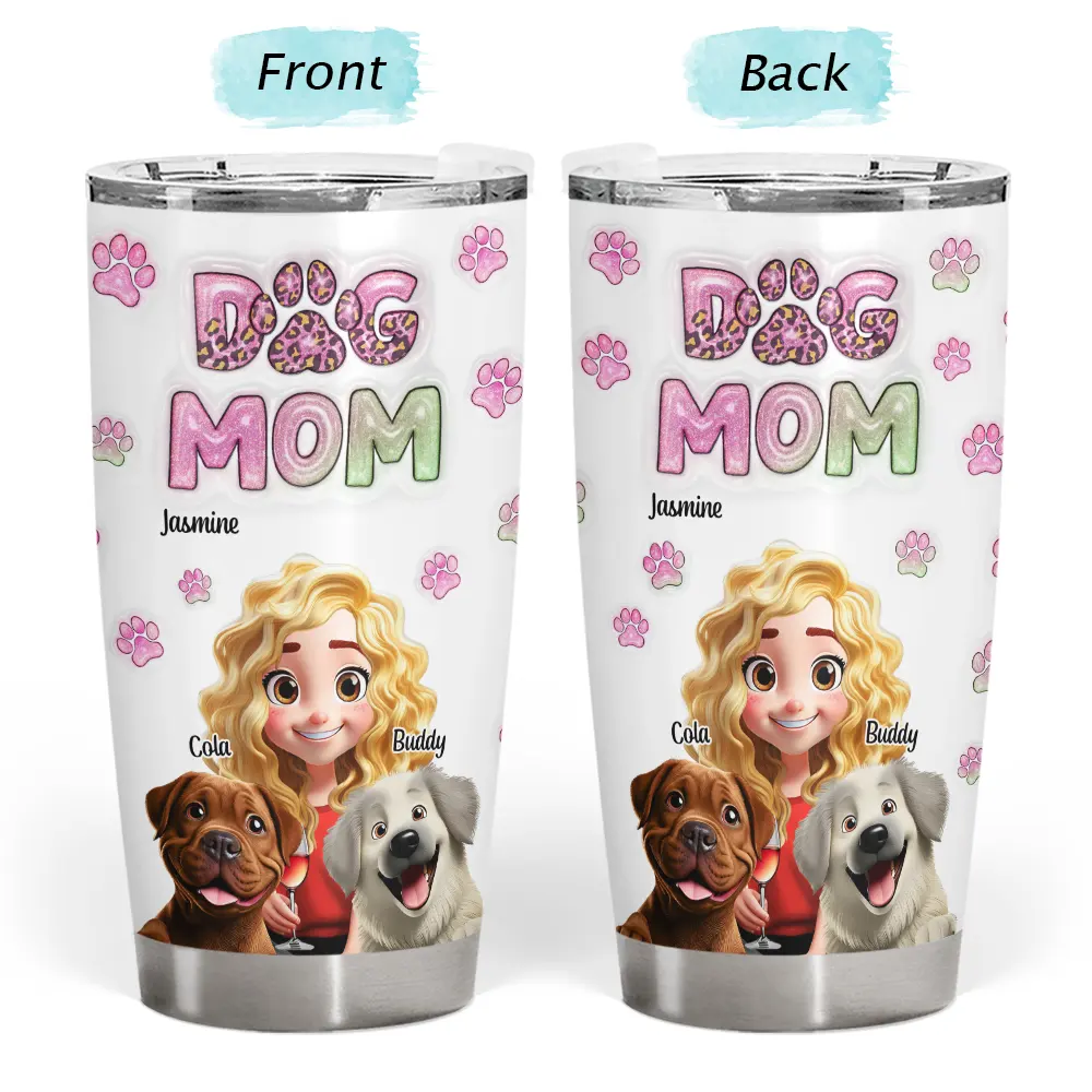 Dog Mom 3D Effect - Personalized Tumbler - Image 3