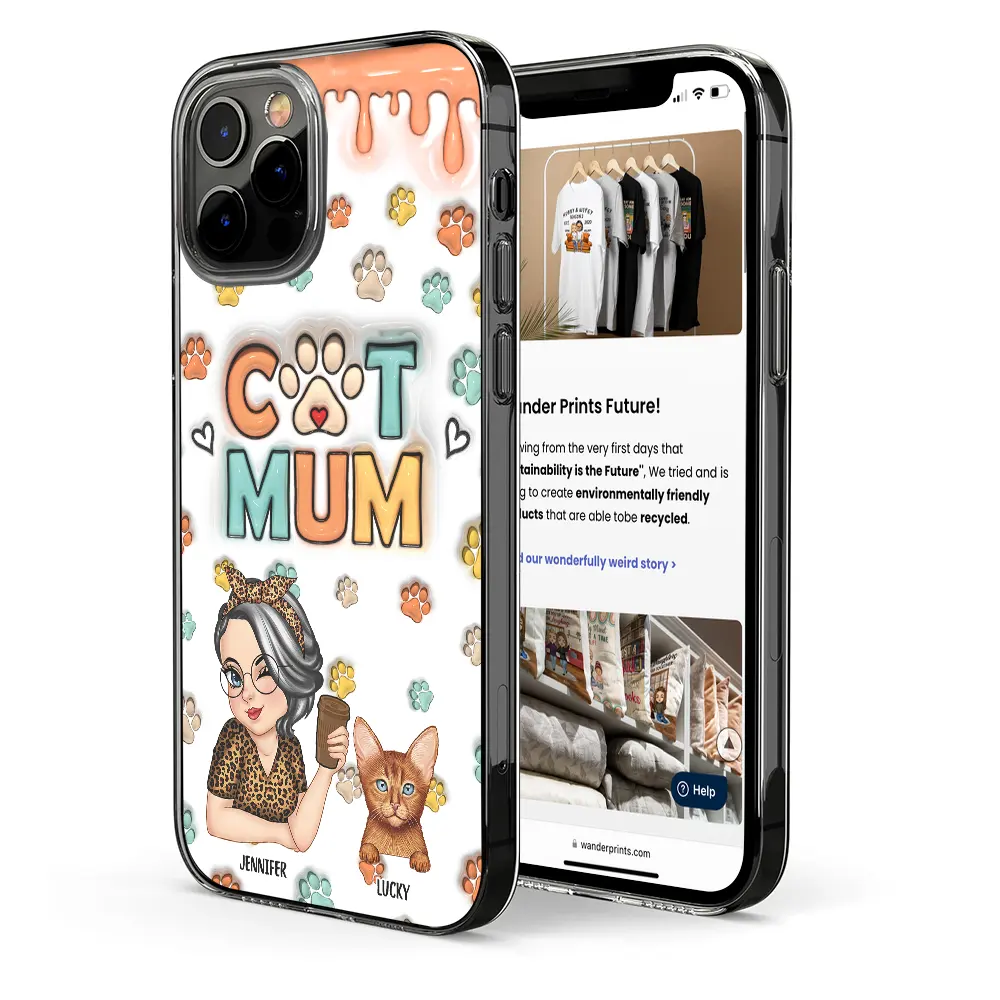 Dog Mom - 3D Inflated Effect Printed Personalized Clear Phone Case - Image 2