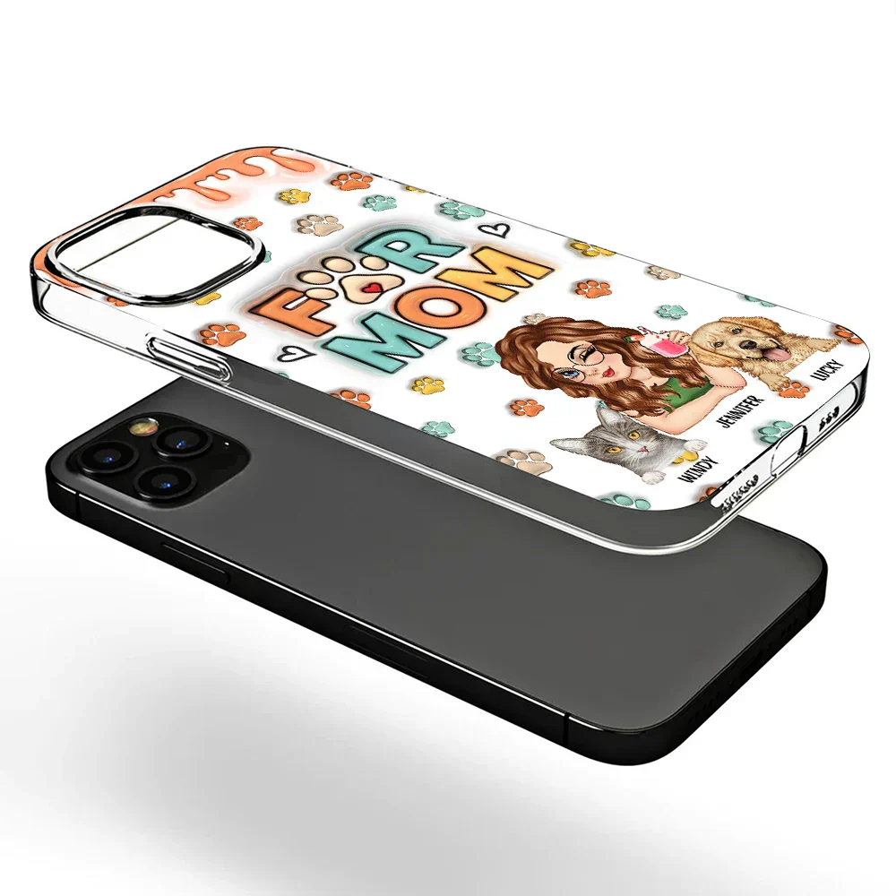Dog Mom - 3D Inflated Effect Printed Personalized Clear Phone Case - Image 3