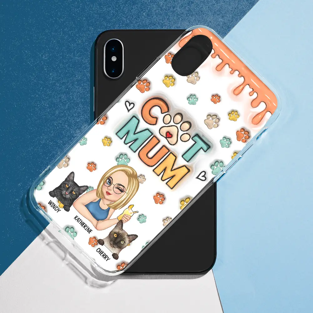 Dog Mom - 3D Inflated Effect Printed Personalized Clear Phone Case - Image 5