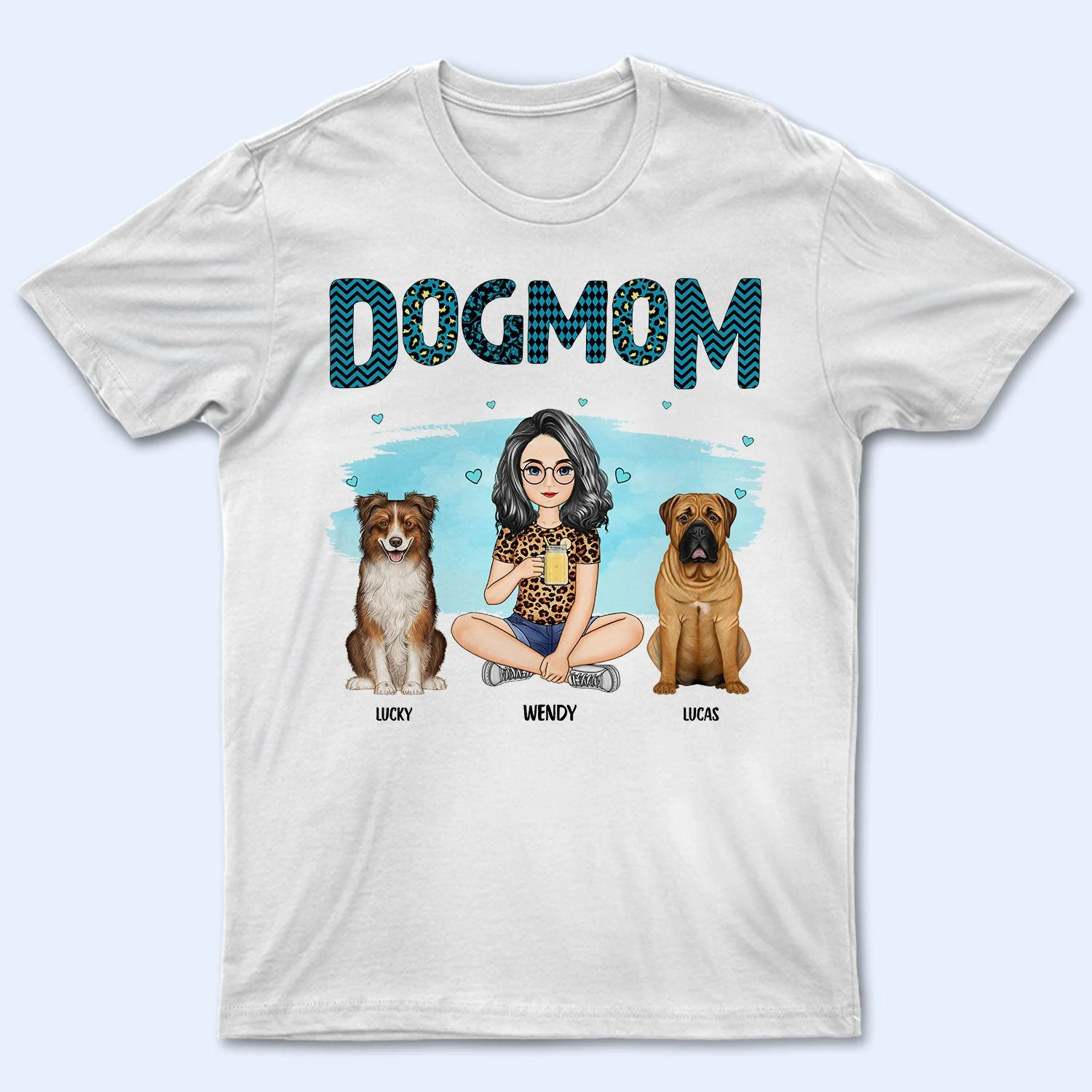 Dog Mom Blue Pattern - Gift For Dog Lovers - Personalized Sweatshirt - Image 4
