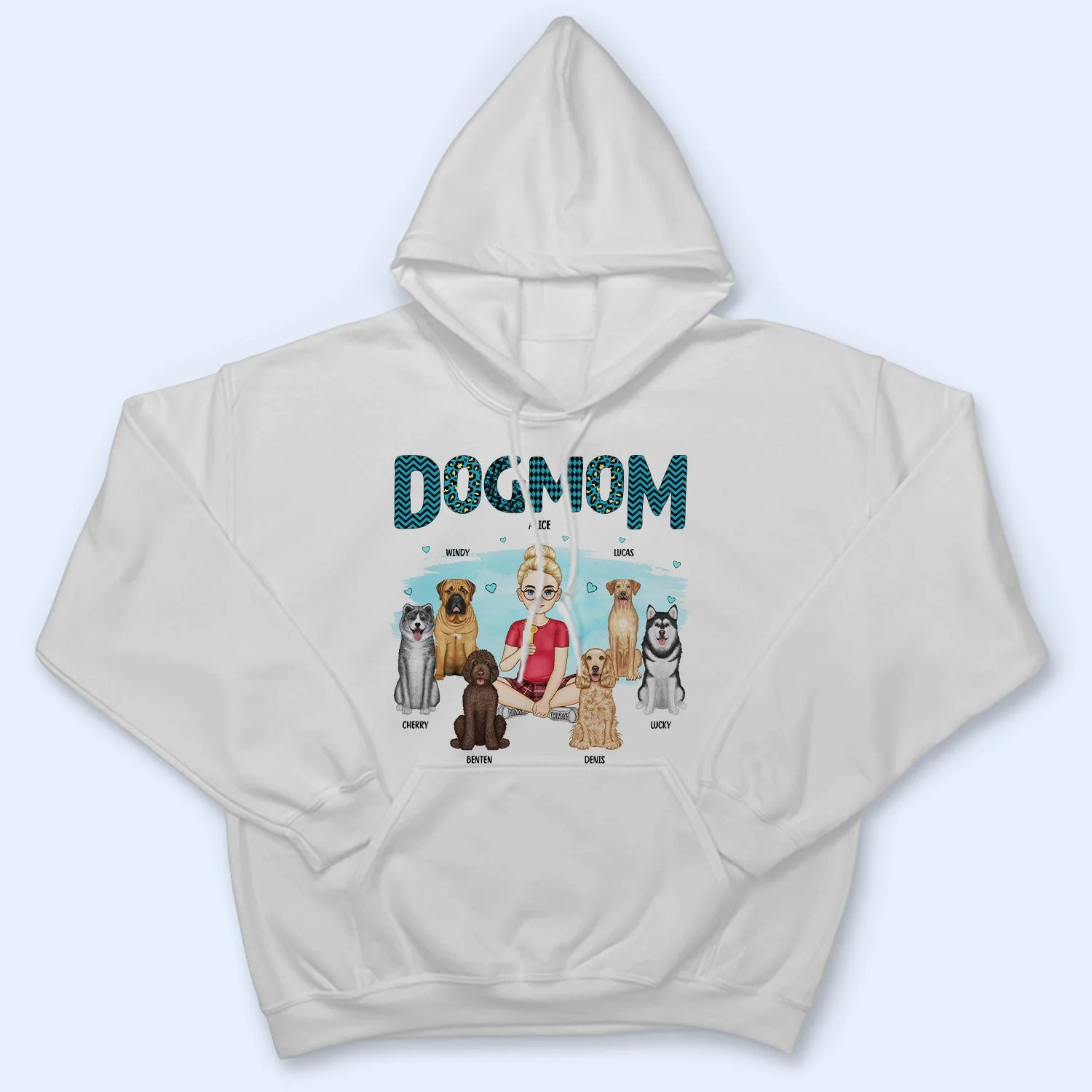 Dog Mom Blue Pattern - Gift For Dog Lovers - Personalized Sweatshirt - Image 5
