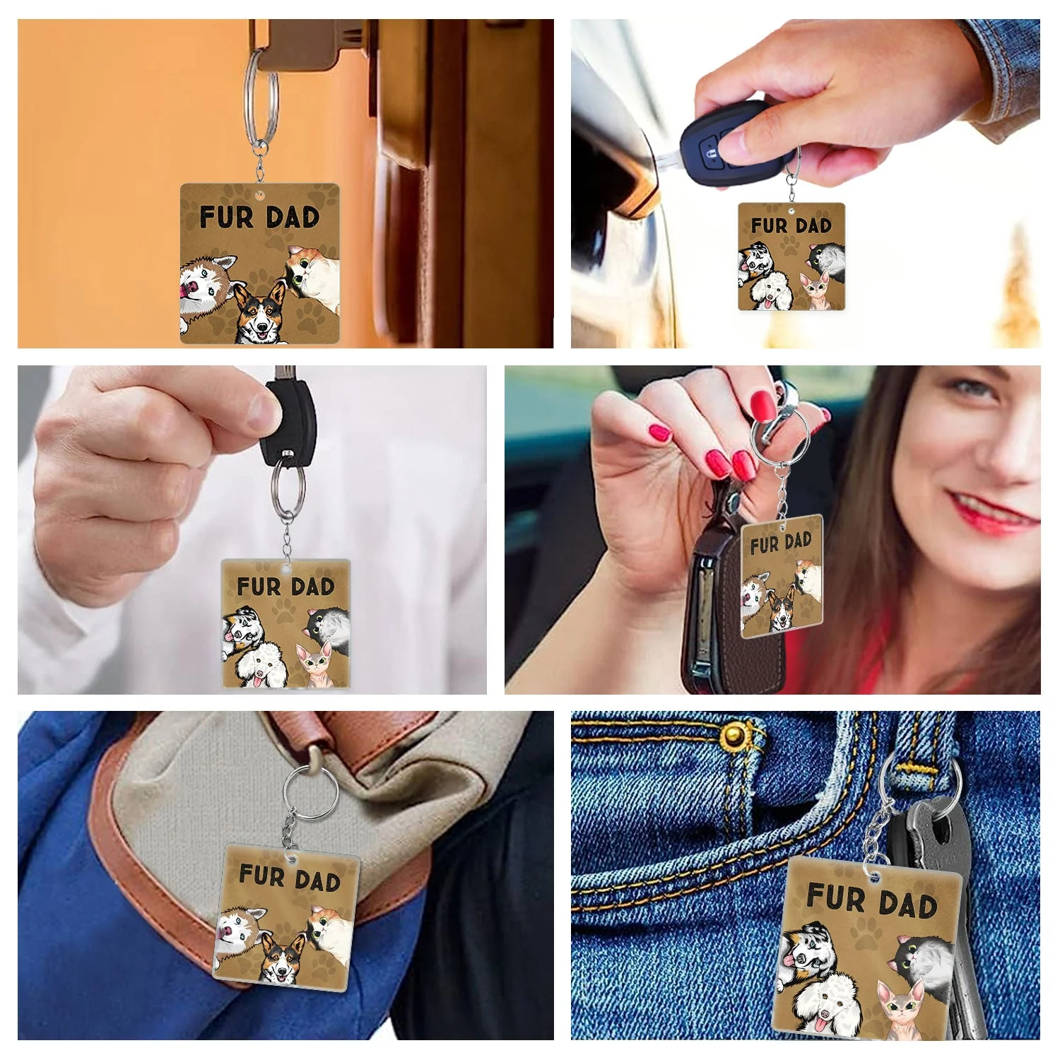 Dog Mom Cat Mom Dog Dad Cat Dad - Birthday, Funny Gift For Cat Lovers, Dog Lovers - Personalized Acrylic Keychain - Image 6