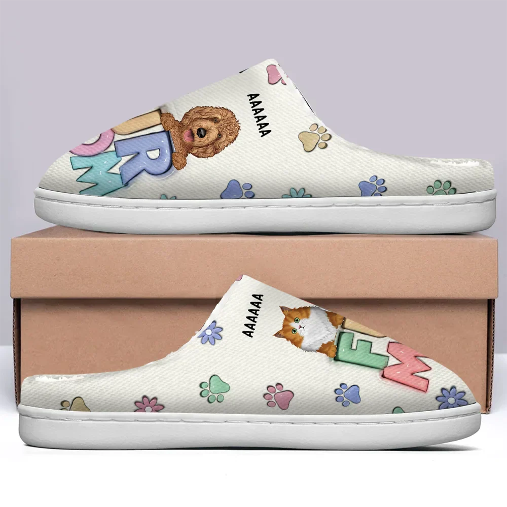 Dog Mom Cat Mom - Personalized Fluffy Slippers - Image 4