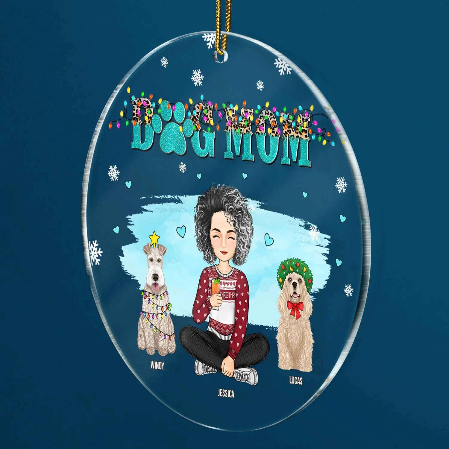 Dog Mom - Christmas Gift For Dog Lovers - Personalized Circle Acrylic Ornament - Image 2