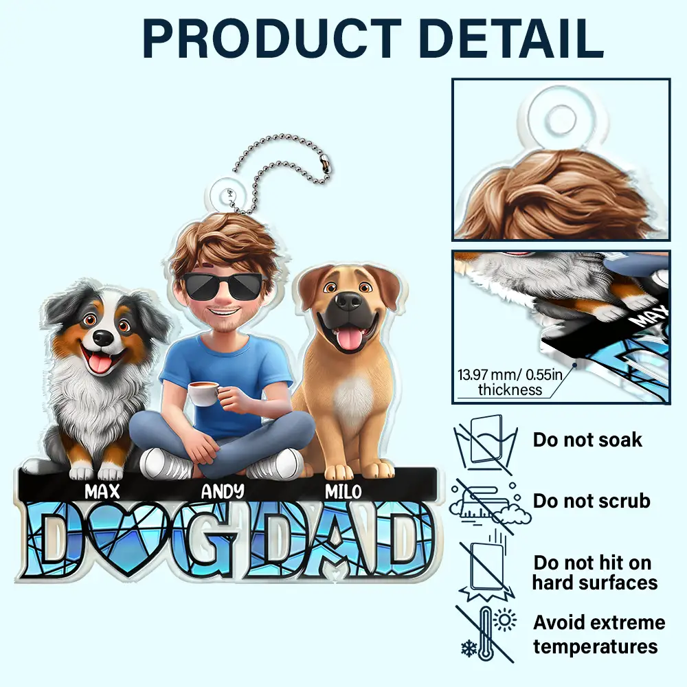 Dog Mom Dog Dad 3D Effect - Personalized Acrylic Car Hanger - Image 5