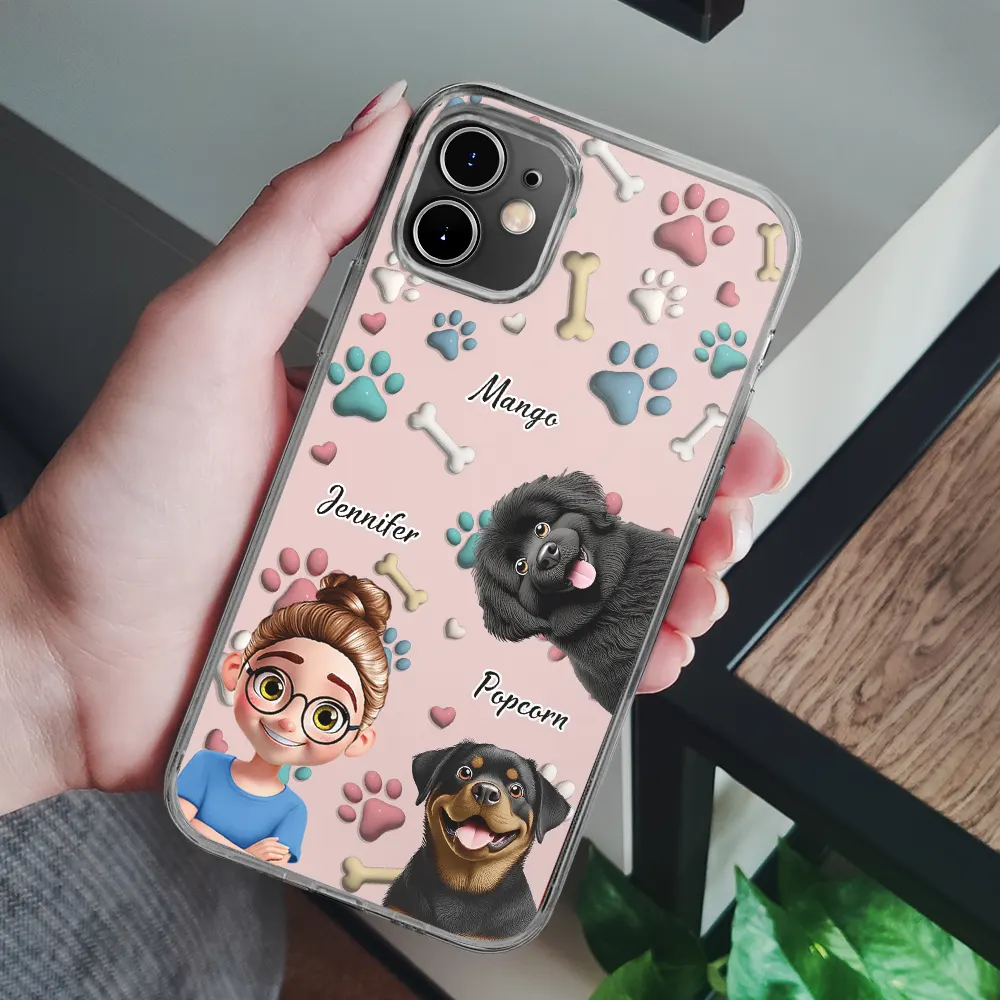 Dog Mom Dog Dad 3D Effect - Personalized Clear Phone Case - Image 7