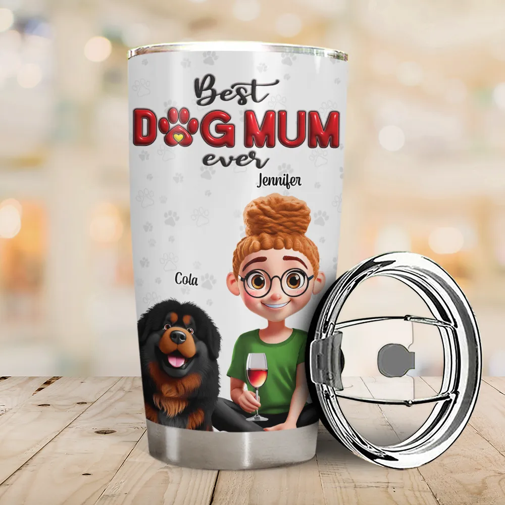 Dog Mom Dog Dad 3D Effect - Personalized Tumbler - Image 2