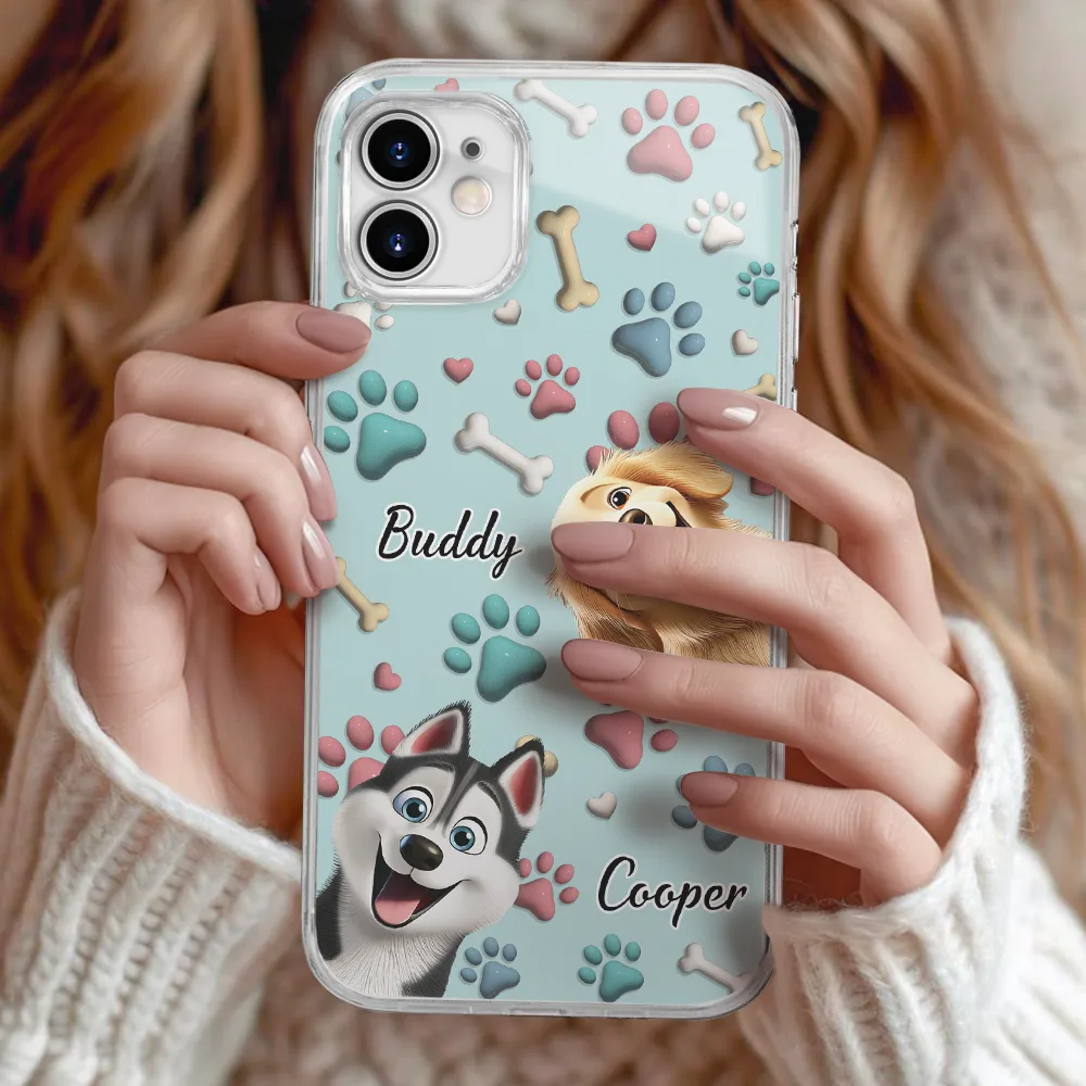 Dog Mom Dog Dad - 3D Inflated Effect Printed, Personalized Clear Phone Case - Image 2