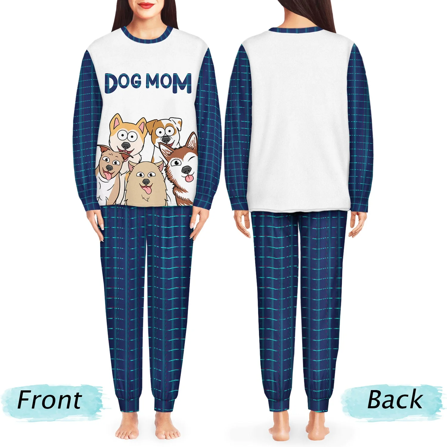 Dog Mom Dog Dad Cartoon Style - Gift For Dog Lovers - Personalized Unisex Pajamas Set - Image 3