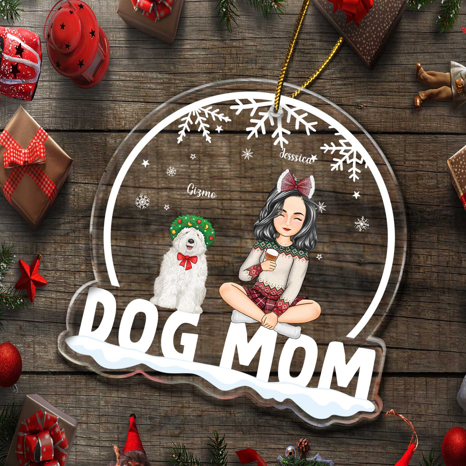Dog Mom Dog Dad - Christmas Gift For Dog Lovers - Personalized Custom Shaped Acrylic Ornament - Image 5