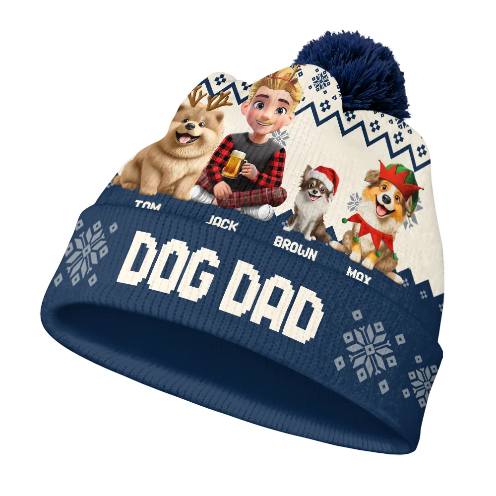 Dog Mom Dog Dad Christmas - Personalized Bobble Beanie Hat - Image 2