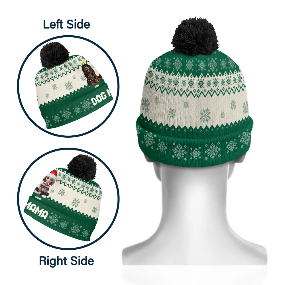 Dog Mom Dog Dad Christmas - Personalized Bobble Beanie Hat - Image 3