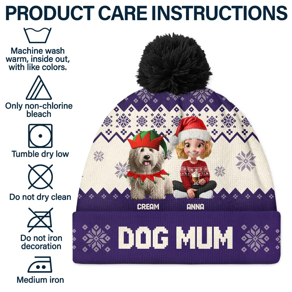 Dog Mom Dog Dad Christmas - Personalized Bobble Beanie Hat - Image 6