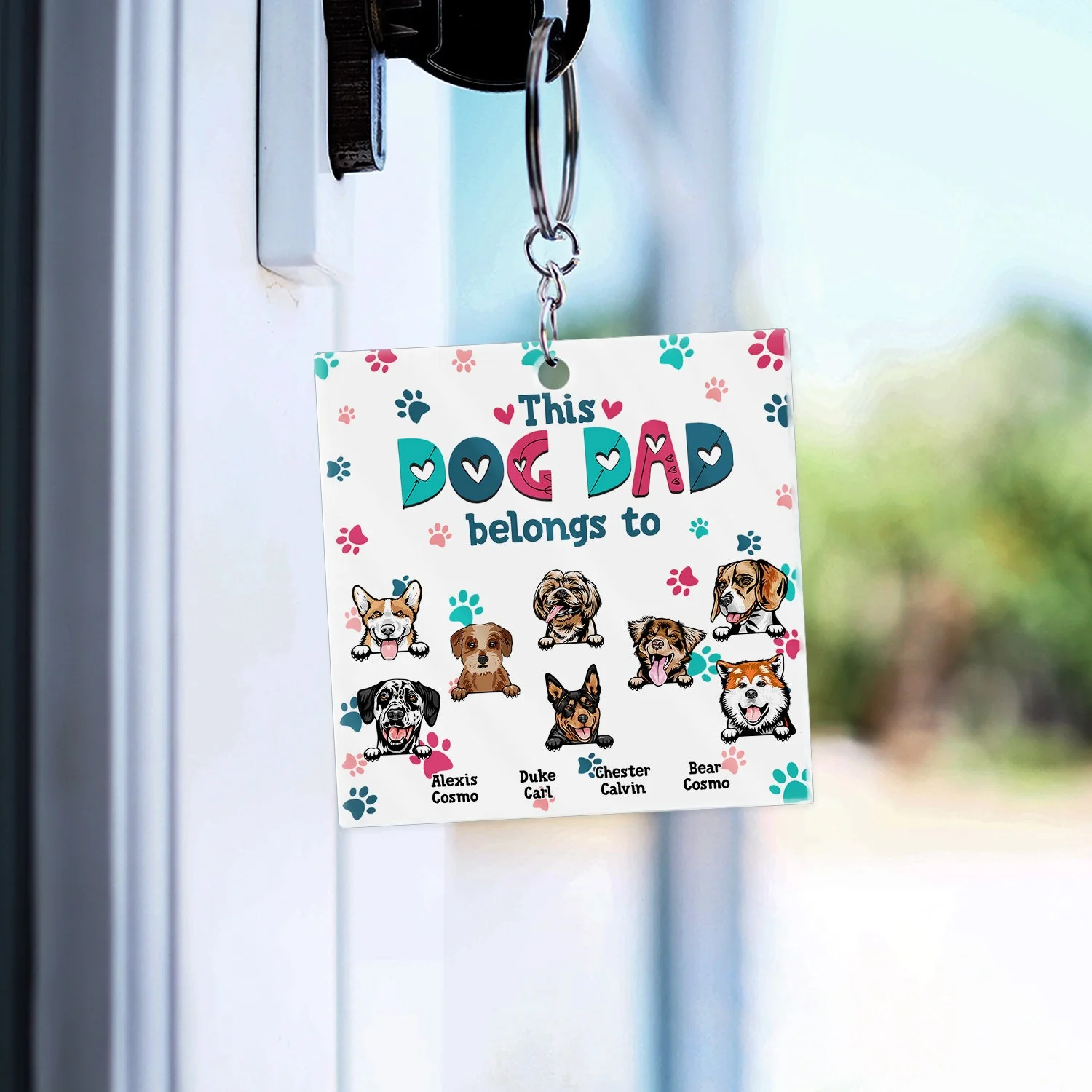 Dog Mom Dog Dad Cute Colorful Paw Prints - Birthday Gift For Pet Lovers - Personalized Custom Acrylic Keychain - Image 3