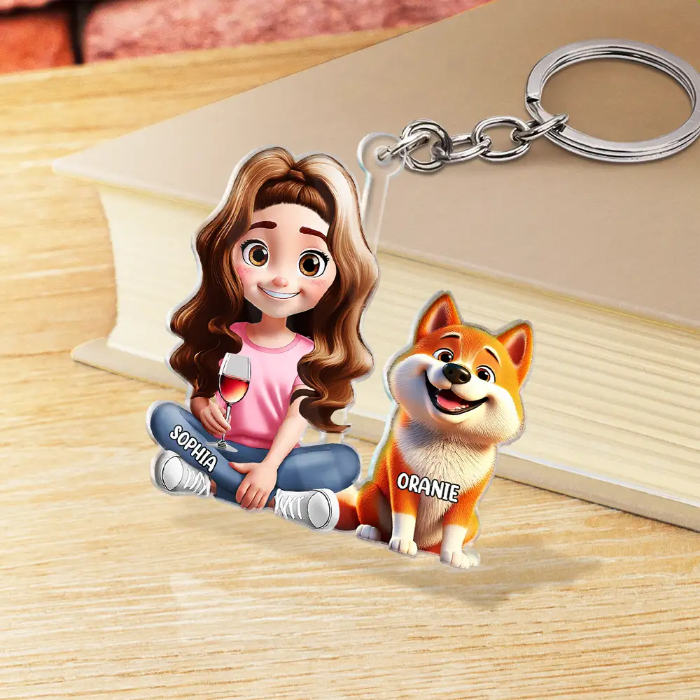 Dog Mom Dog Dad Dog Couple 3D Effect - Personalized Cutout Acrylic Keychain - Image 2