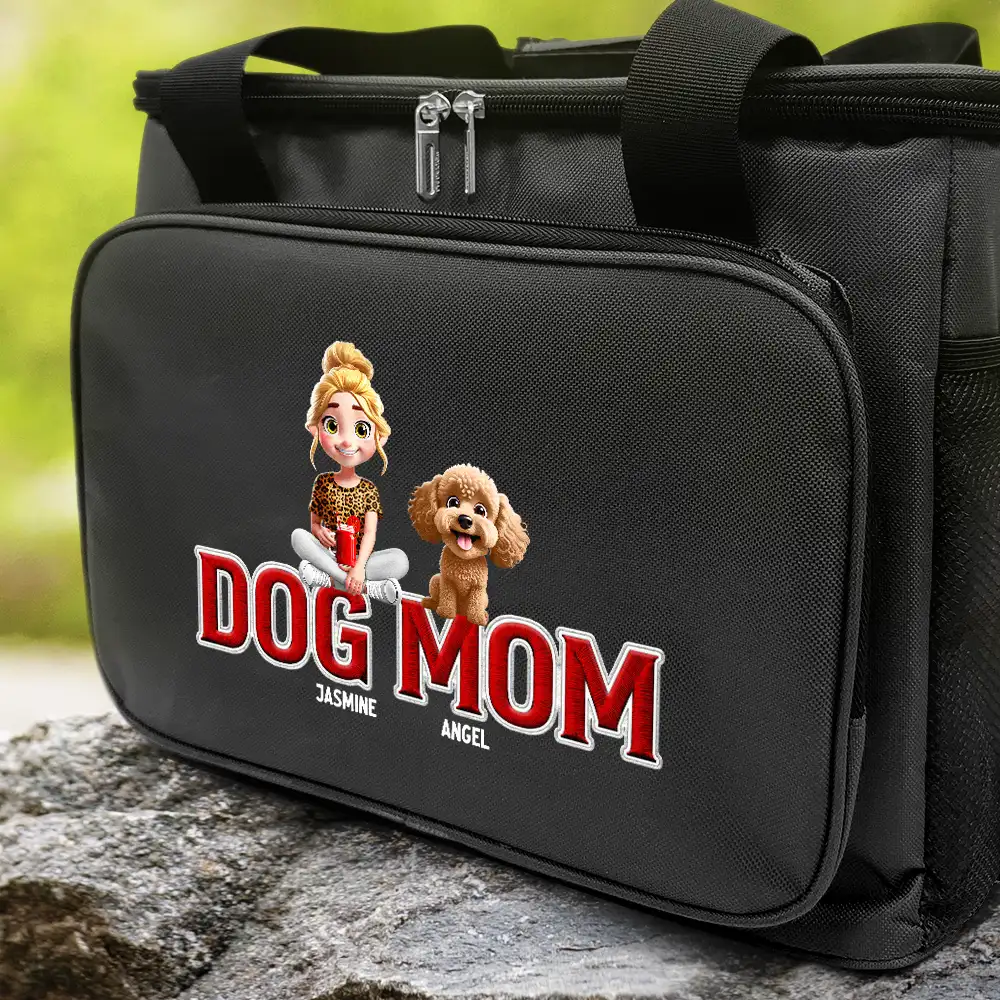 Dog Mom Dog Dad - Embroidery Text Effect Printed, Personalized Lunch Bag, Cooling Tote - Image 2