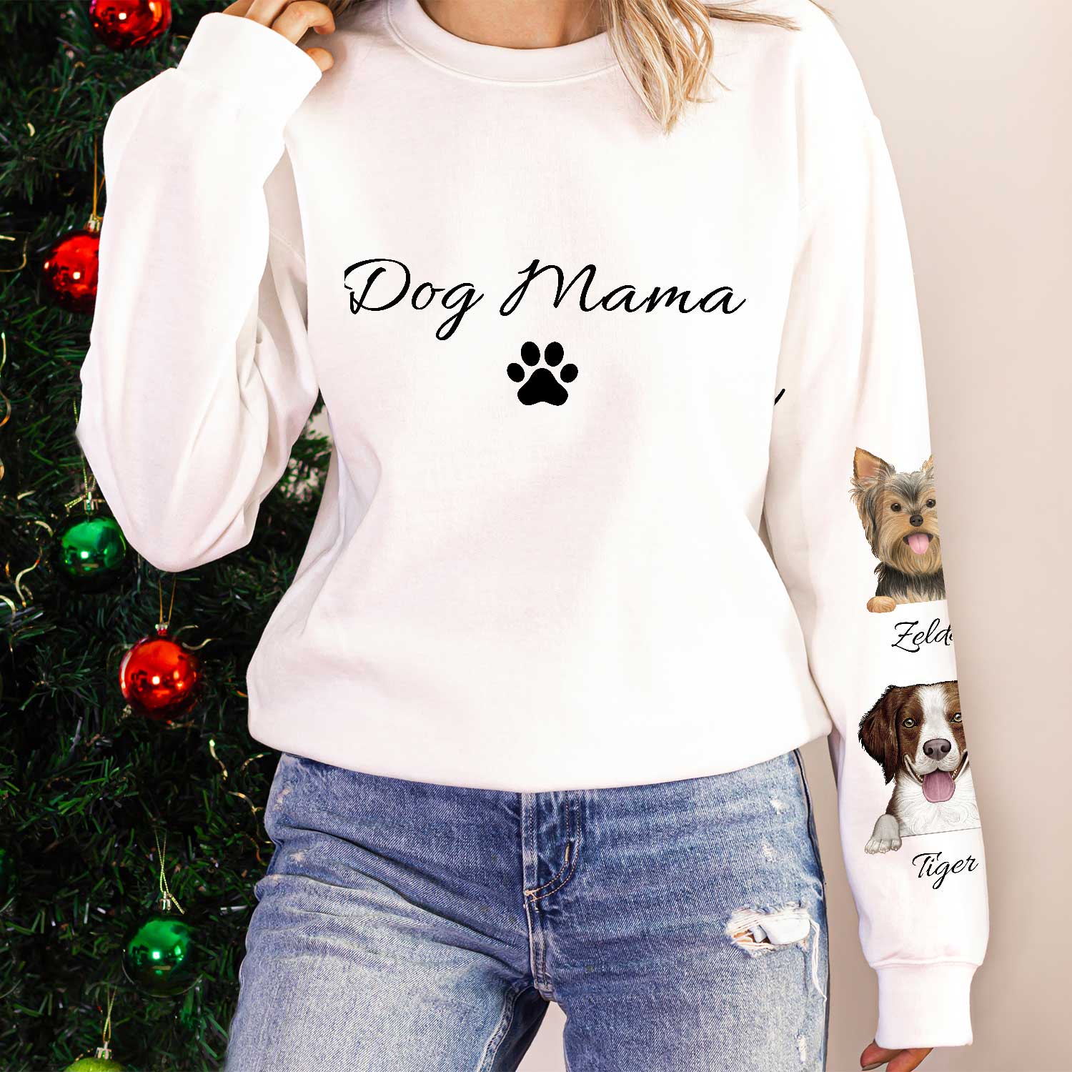 Dog Mom Dog Dad - Gift For Dog Lovers - Personalized Sweatshirt With Sleeve Imprint - Image 5