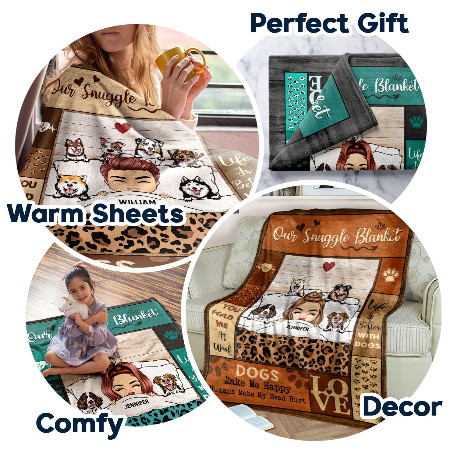 Dog Mom Dog Dad Our Snuggle Blanket - Gift For Dog Lovers - Personalized Custom Fleece Blanket - Image 5
