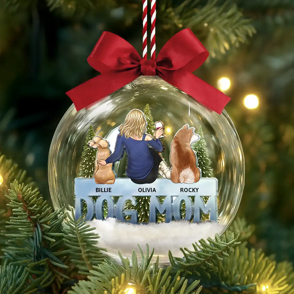 Dog Mom Dog Dad - Personalized 3D Acrylic Ball Ornament - Image 4