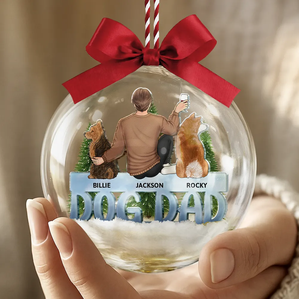 Dog Mom Dog Dad - Personalized 3D Acrylic Ball Ornament - Image 5